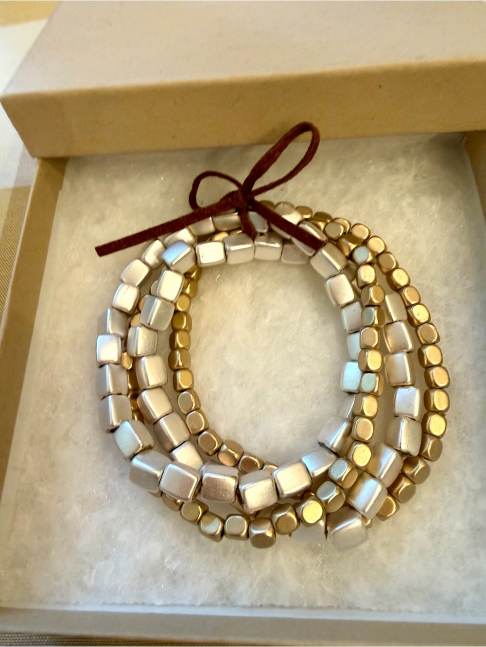 Marilyn Schiff- MULTI STRAND BEADED
BRACELET SET-Matte Silver/Matte Gold - Picture 2 of 5